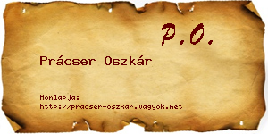 Prácser Oszkár névjegykártya